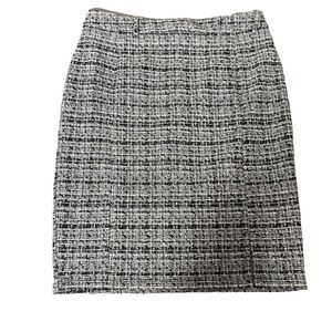 Kate Kasin Pencil And Straight Skirt Womens XL Gray Black Tweed Slit Minimalist